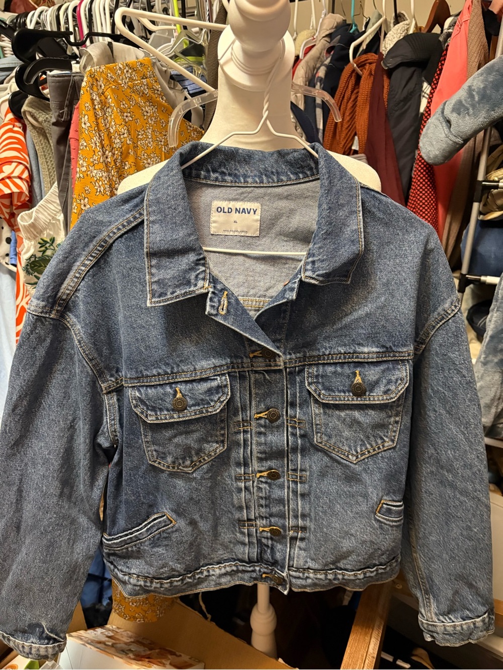 Ladies Old Navy Light Blue Cropped Denim Jacket